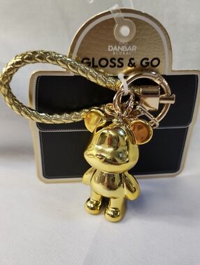 Gloss & Go Gold Bear Keychain Card Holder